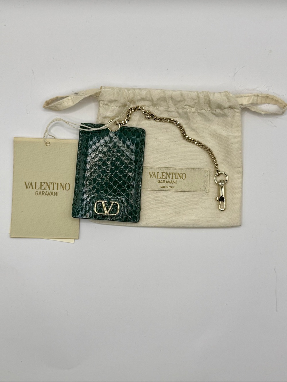 Valentino Garavani  Python V-Logo Keychain - Valentino Authenticity Certificate